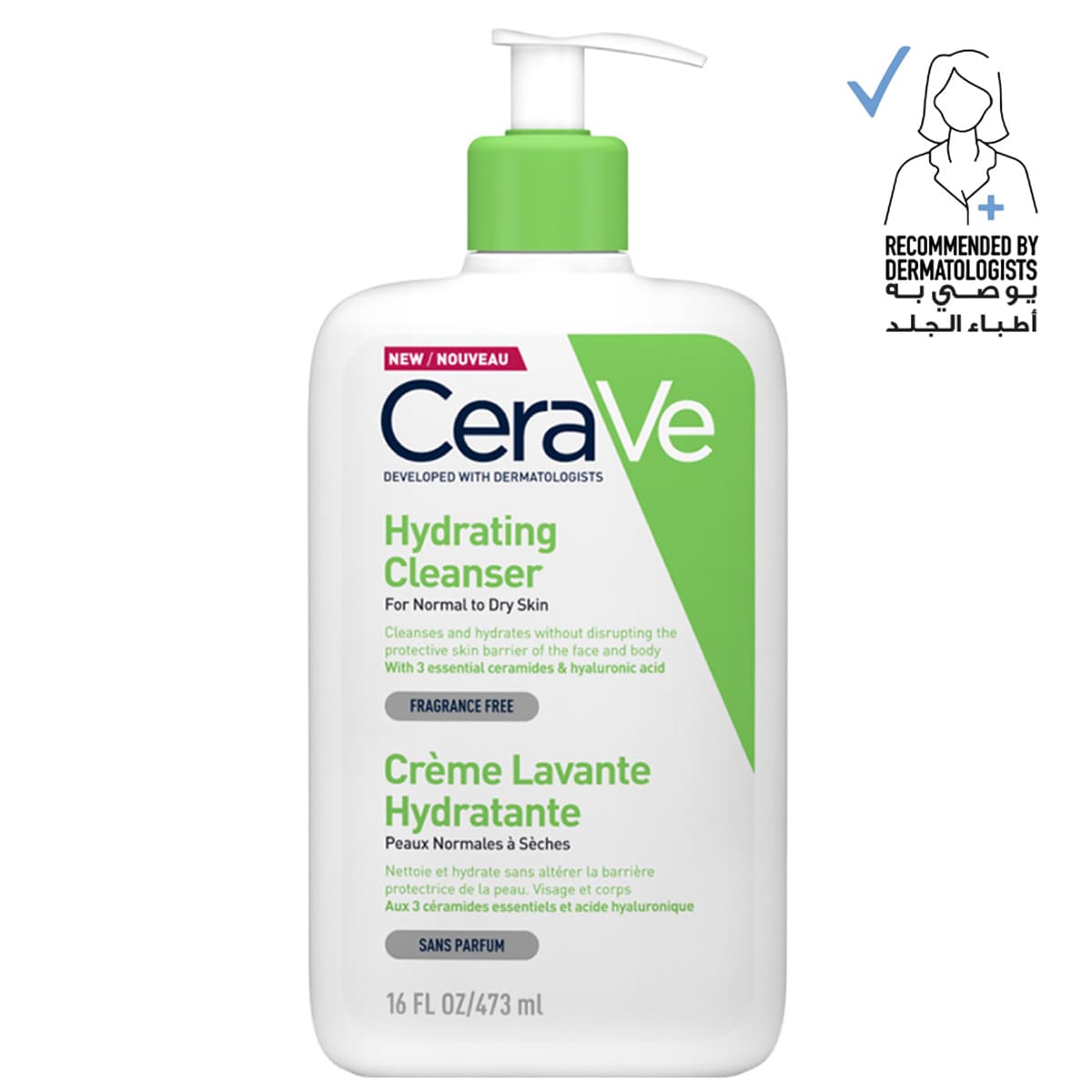 Cerave Hydrating Cleanser For Normal To Dry Skin With Hyaluronic Acid Clear 473ml