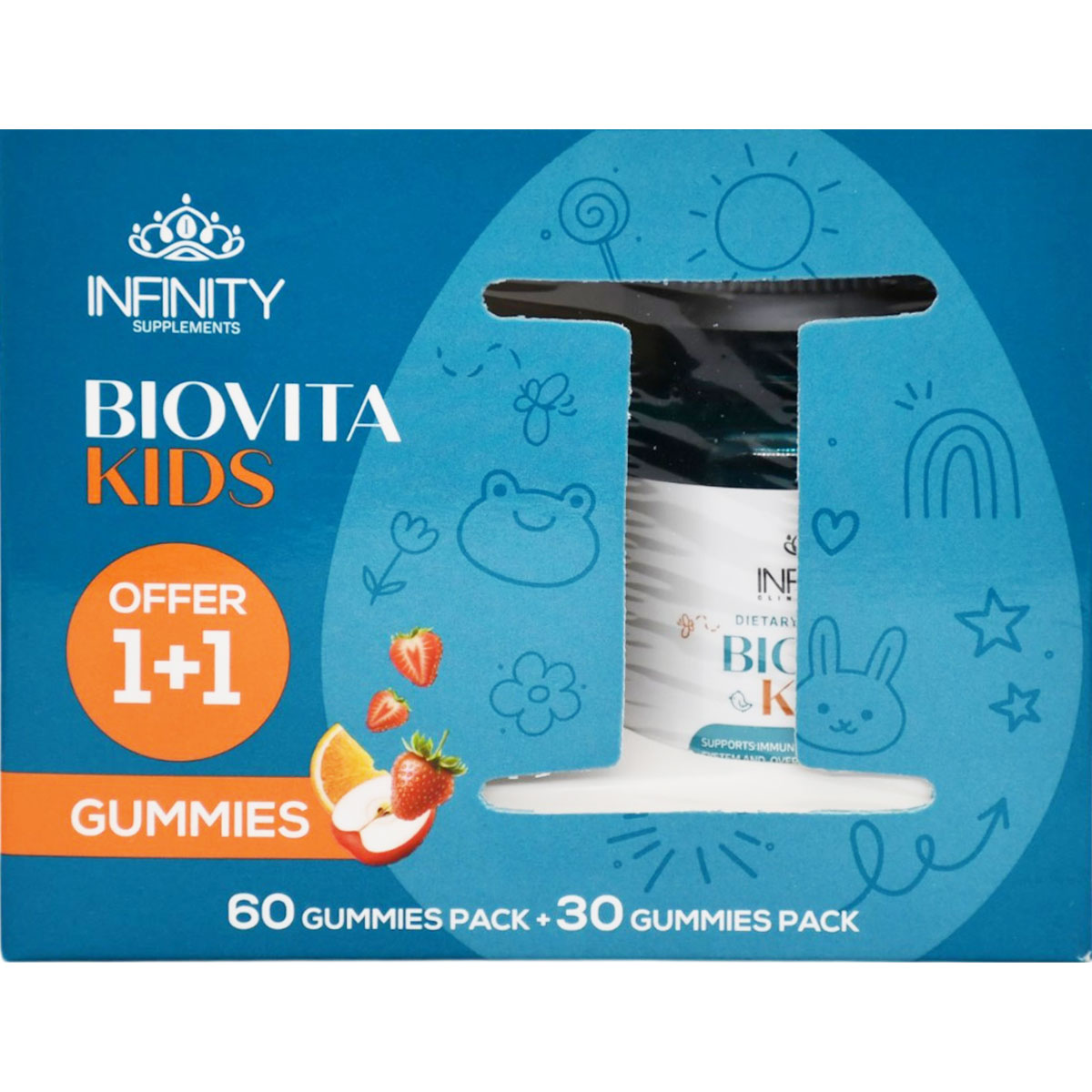 Biovita Kids Fruits Flavor 60+30 Gummies (Offer Pack) image number 0