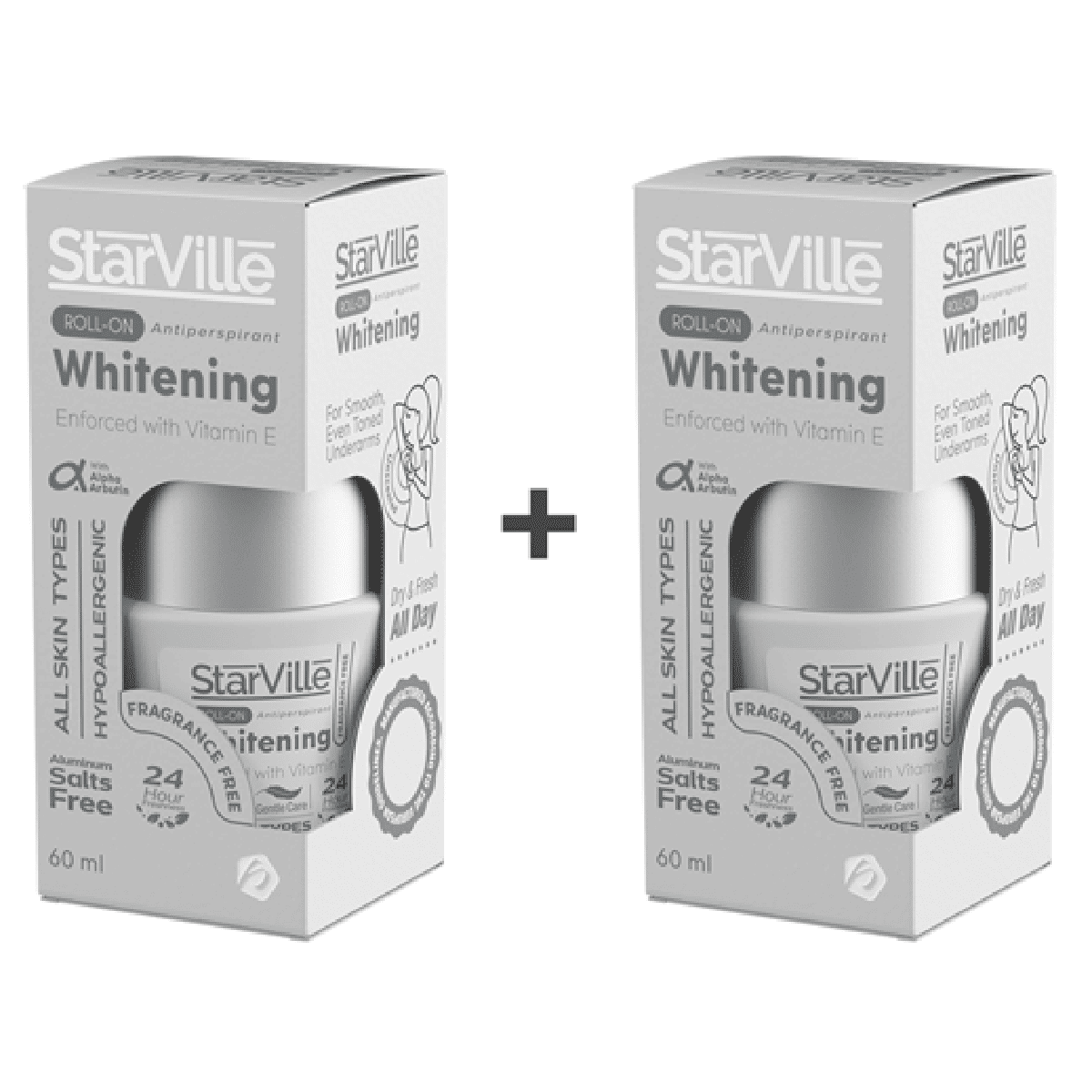 StarVille Whitening Anti Perspirant Fragrance Free Roll On 2x60ml (Special Offer) image number 0
