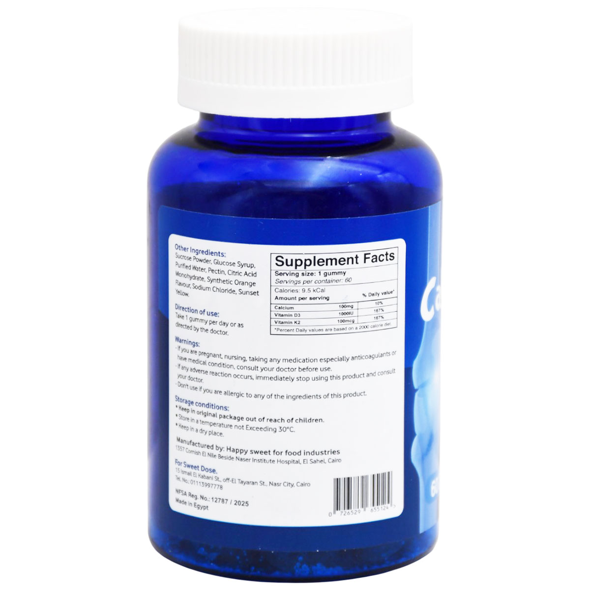 Cal D3 &  K Orange Flavor 60 Gummies image number 1