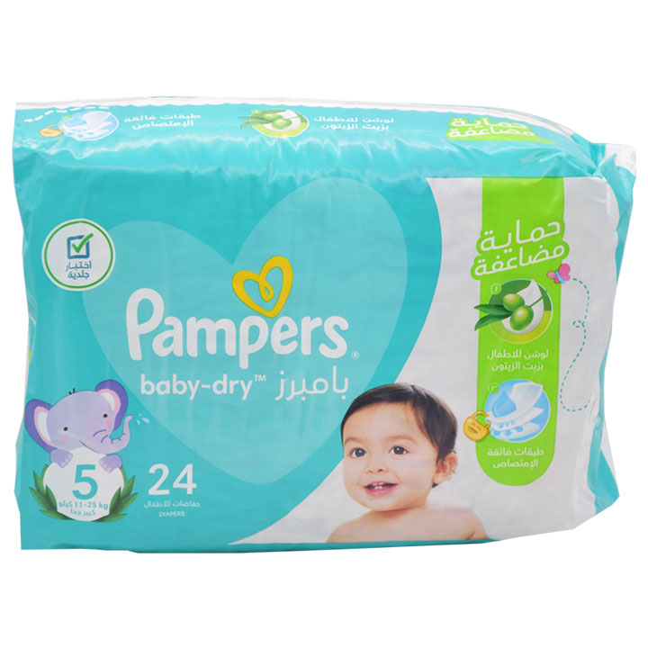 Pampers Baby Dry (5) (11 - 25kg) Junior 24 Pieces image number 0