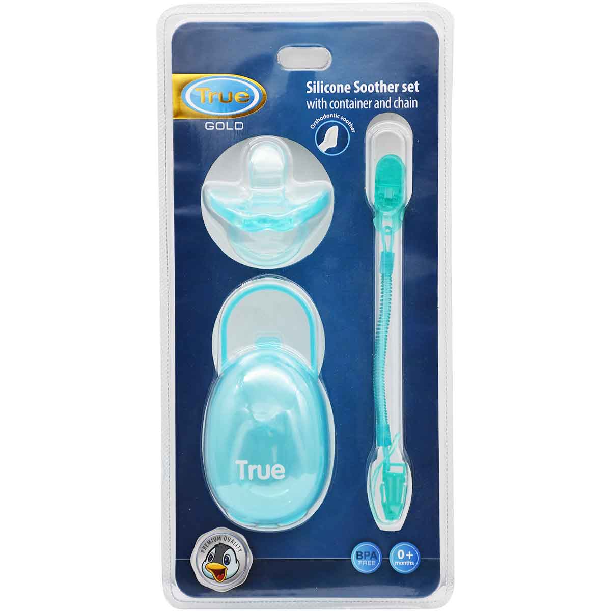 True Gold Soother Set With Container and Chain /2024607 image number 0