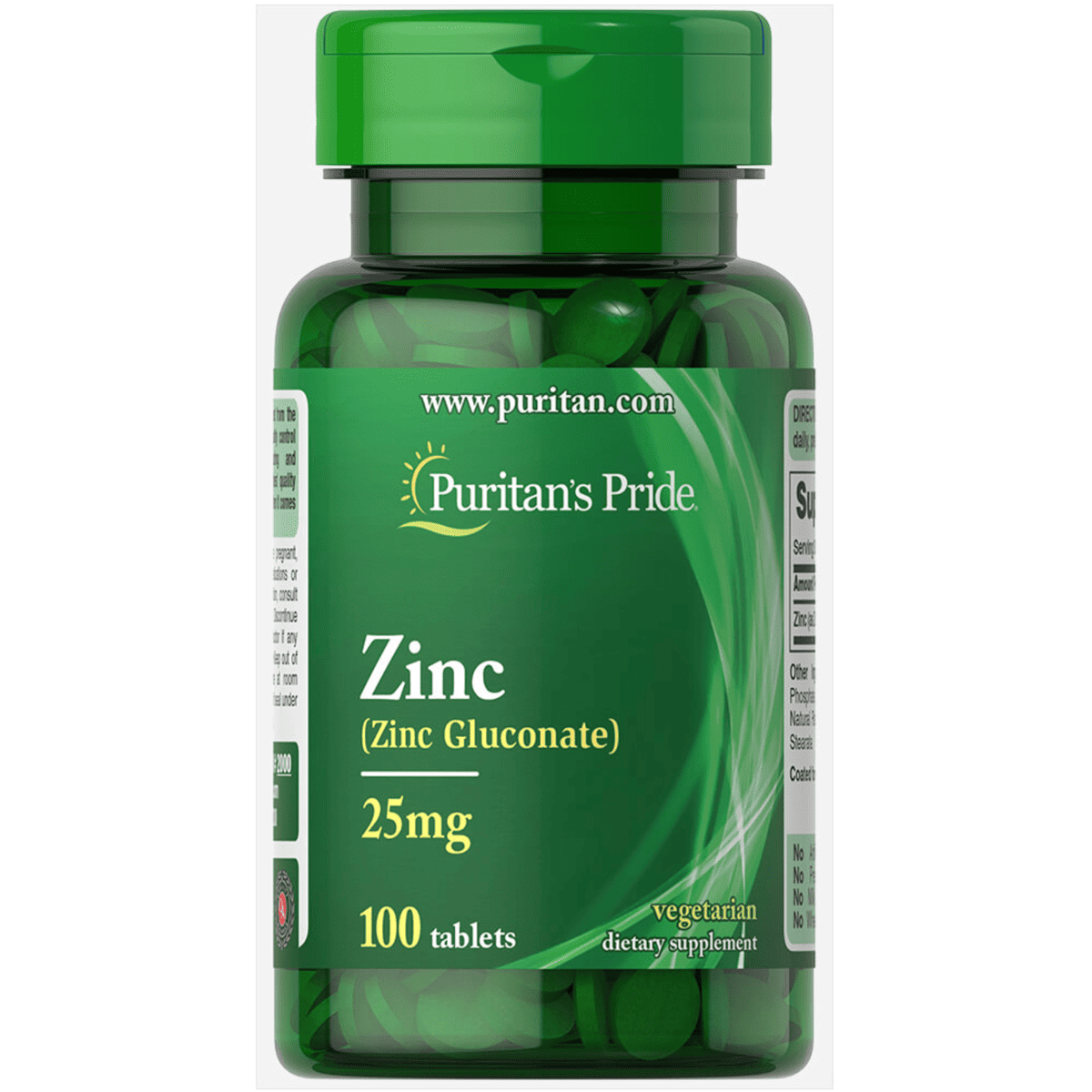 Puritan's Pride Zinc 25mg 100 Vegetable Tablet image number 0
