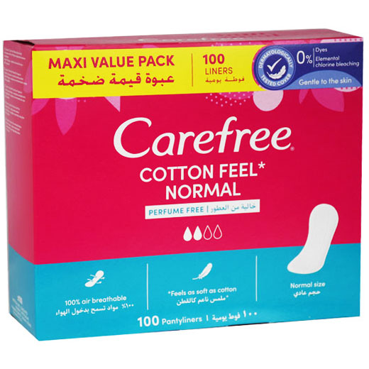Carefree Cotton Feel Normal Panty Liner 100 Pieces image number 0