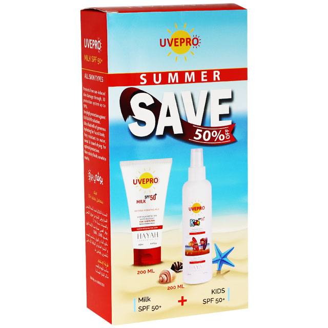 Uvepro (Kids Sunscreen SPF50+ 200ml + Milk SPF50+ 200ml) (Offer Pack) image number 0