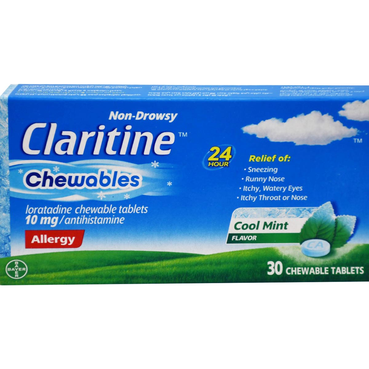 Claritine Adult Cool Mint Flavor 10mg 30 Chewable Tablets image number 0