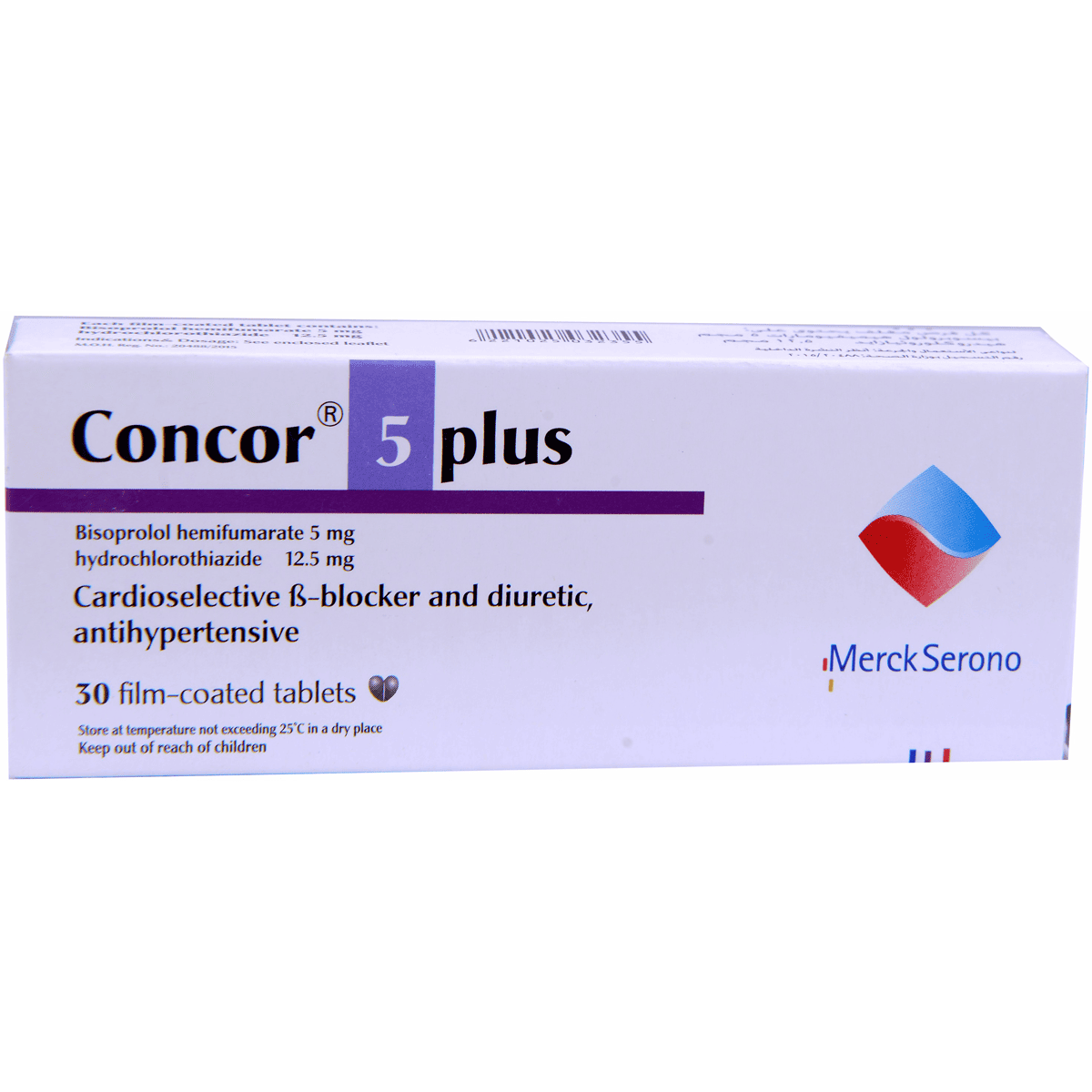 Concor 5mg Plus 30 Scored Film Coated Tablets image number 0