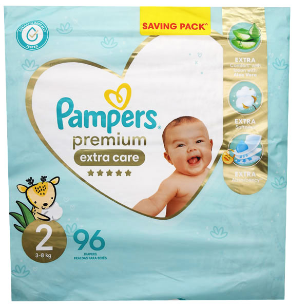 Pampers Premium Extra Care (2) (3-8 KG) 96 Pieces image number 0