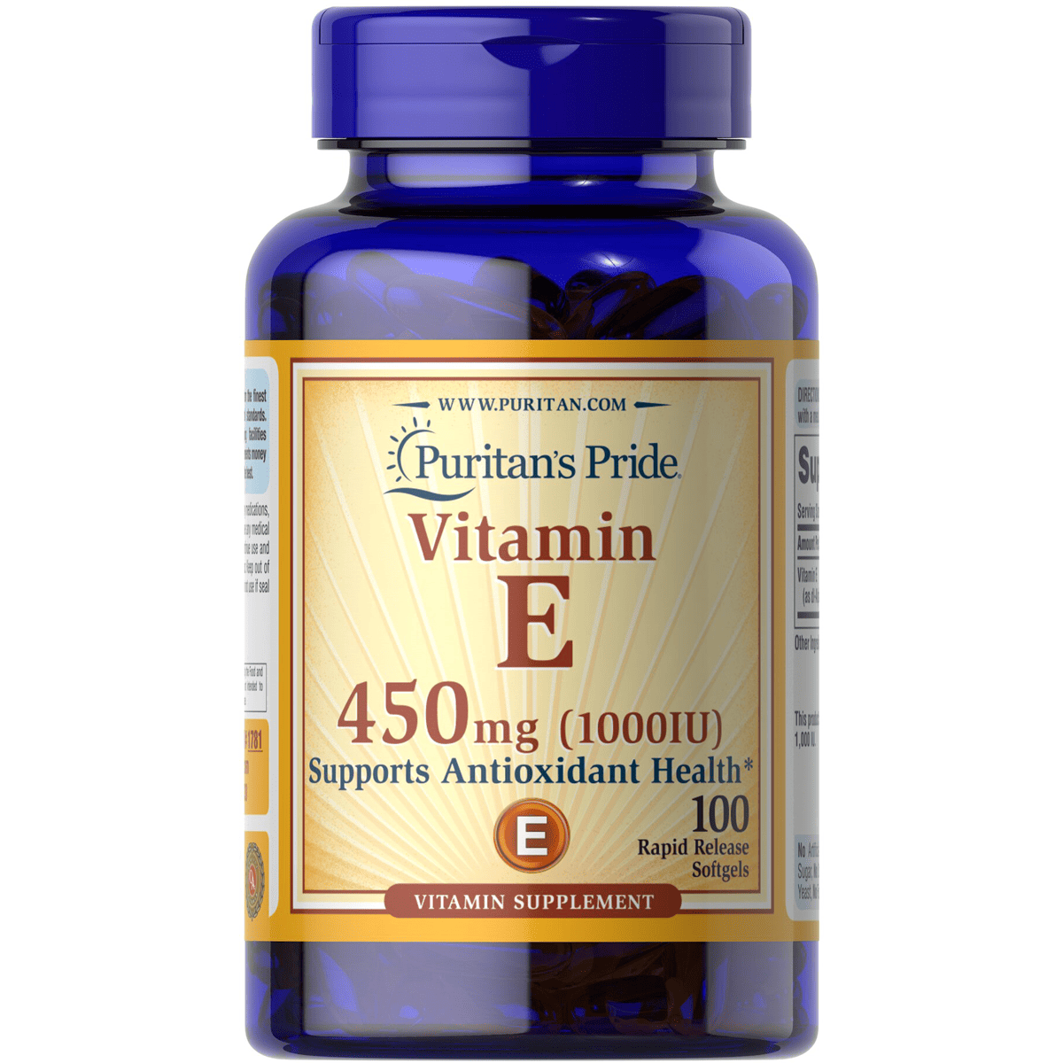 Puritan's Pride Vitamin E 450mg 1000 IU 100 Capsule image number 0