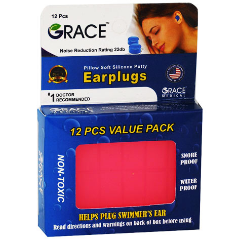 Grace Silicone Ear Plugs Adult 12 pieces image number 0