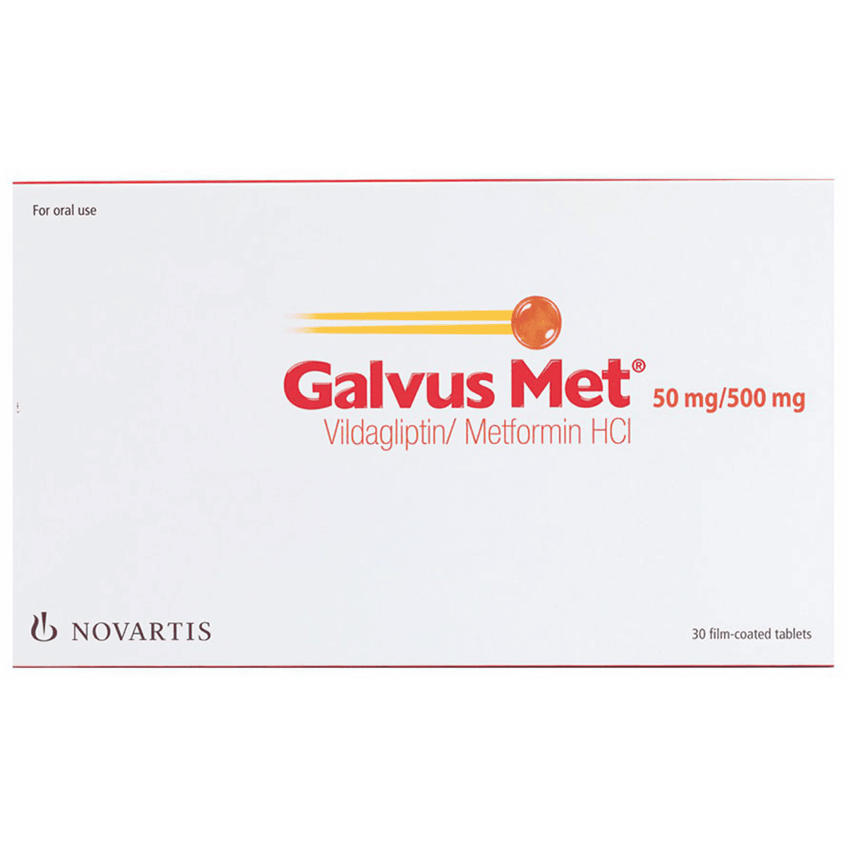 Galvus Met 50mg/500mg 30 Film Coated Tablets image number 0