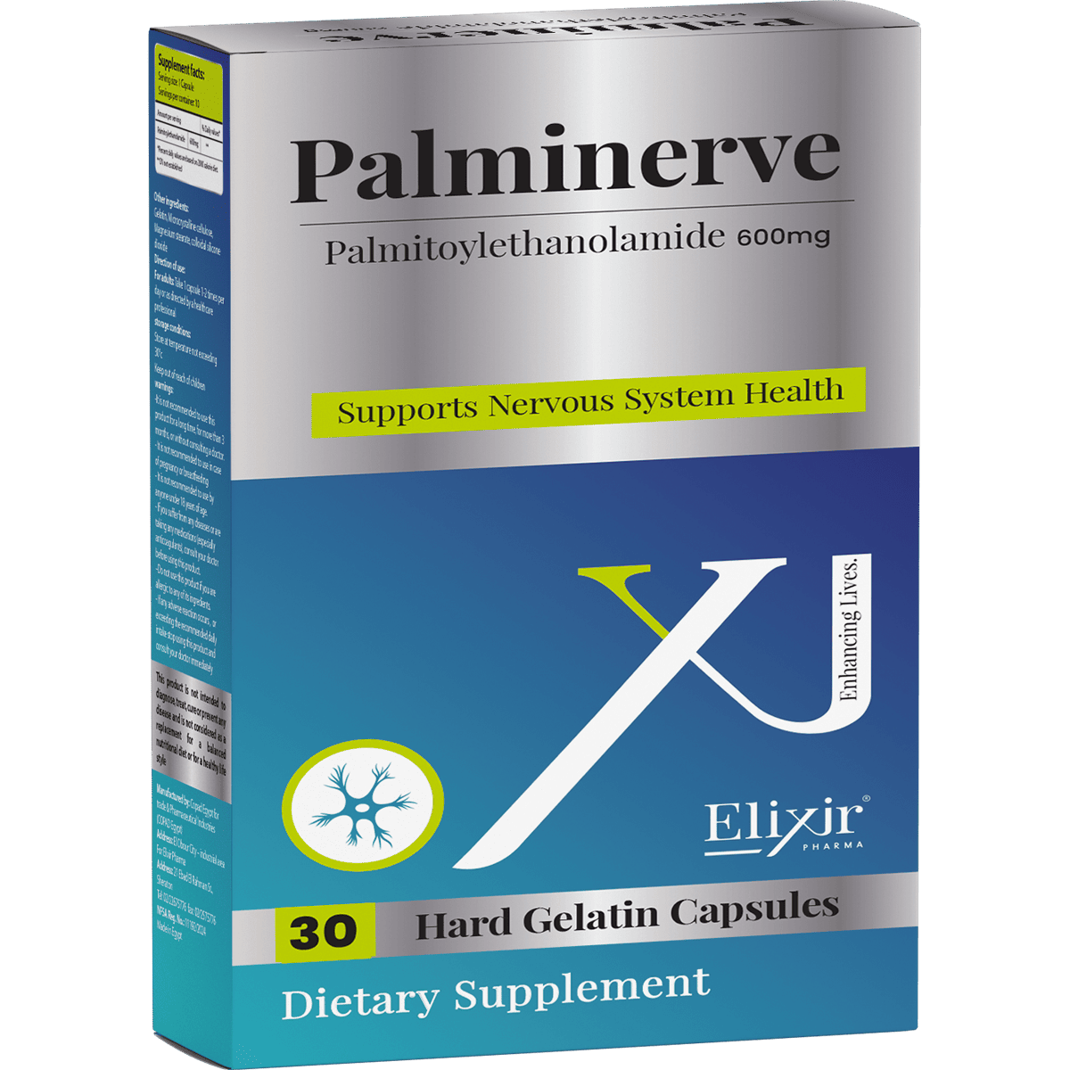 Palminerve 600 mg 30 Hard Gelatin Capsules image number 0