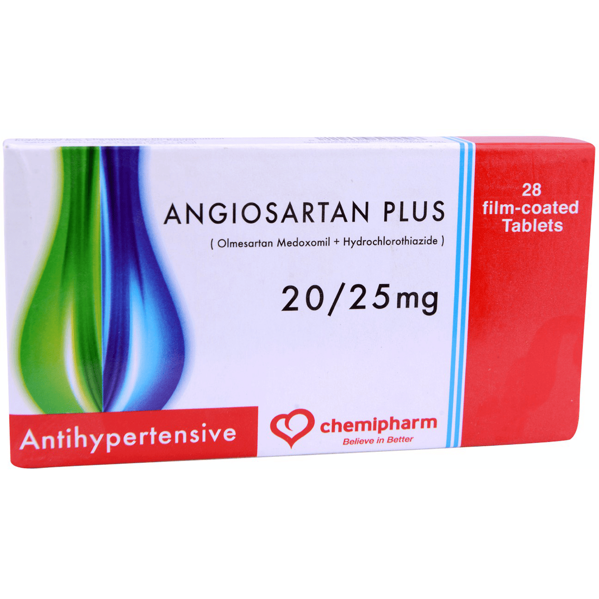 Angiosartan Plus 20/25mg 28 Film Coated Tablets image number 0