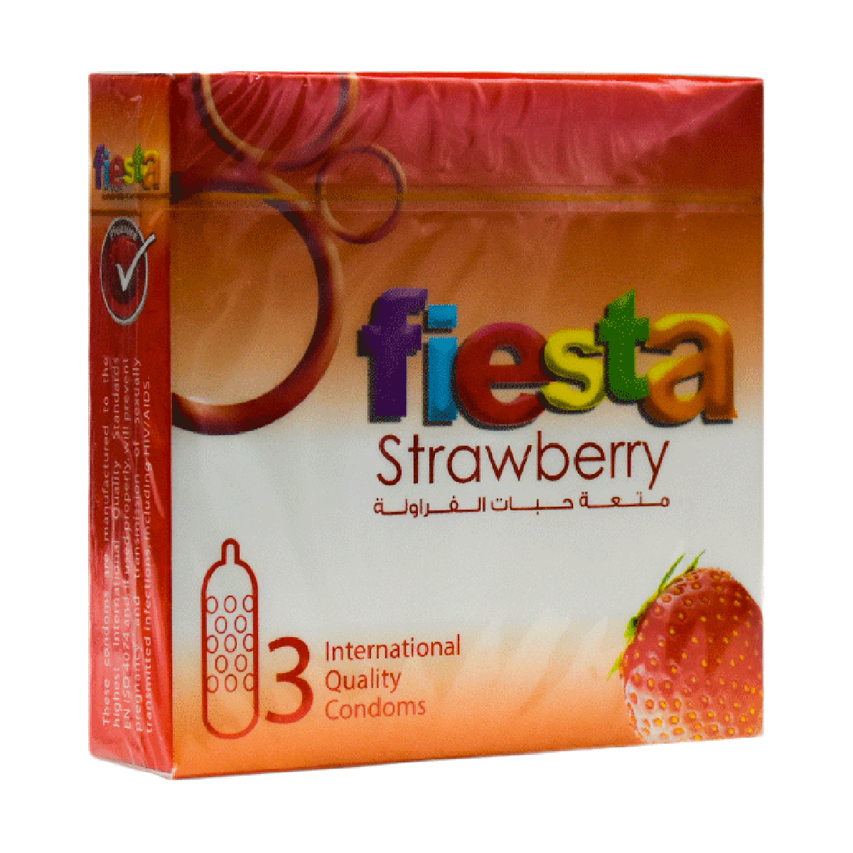 Fiesta Strawberry Flavor Condoms 3pcs image number 0