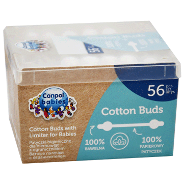 Canpol Cotton Buds With Limiter For Babies 56 Pieces/3-115 image number 0