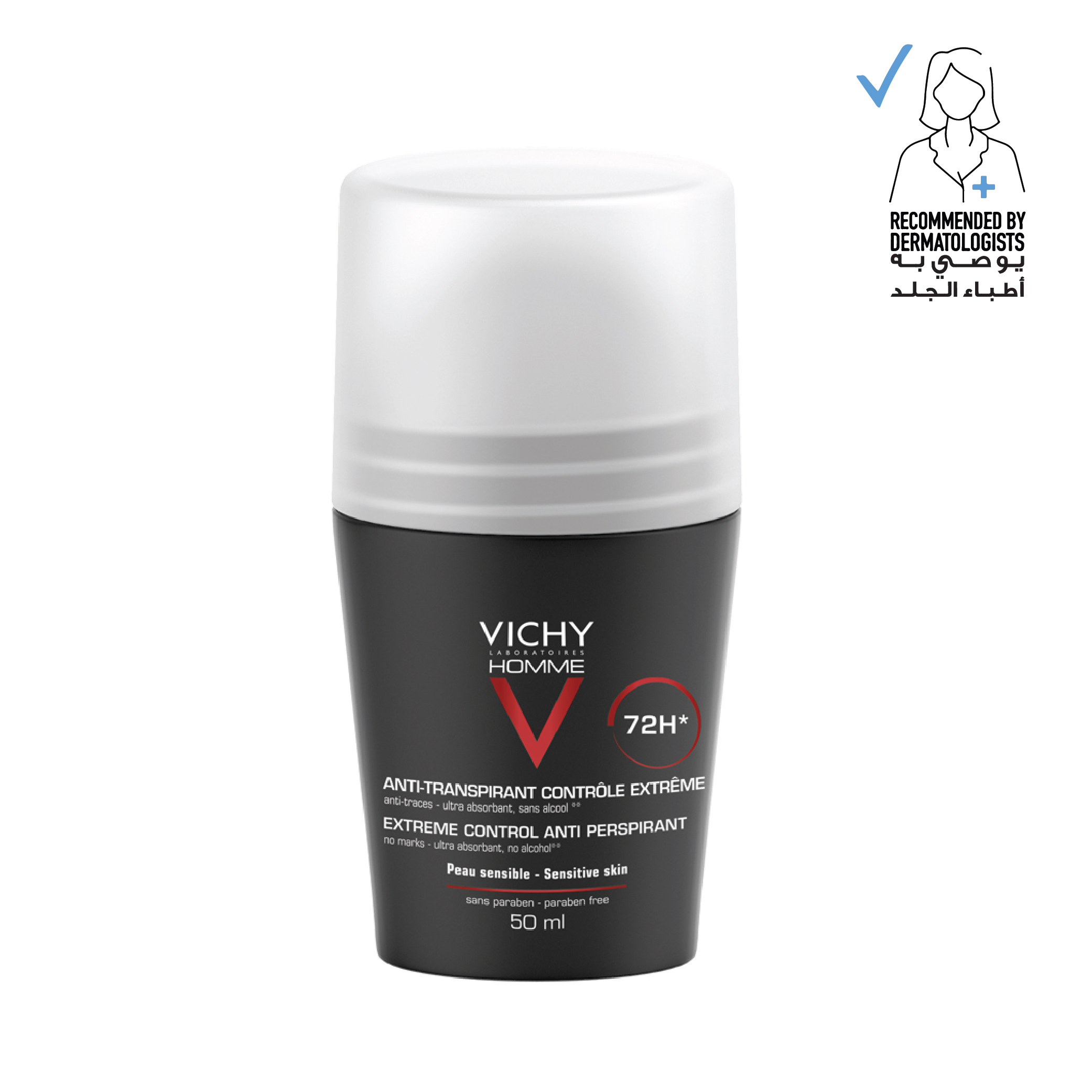 Vichy Homme Deodorant 48 Hours Sensitive Skin For Men 50ml image number 0