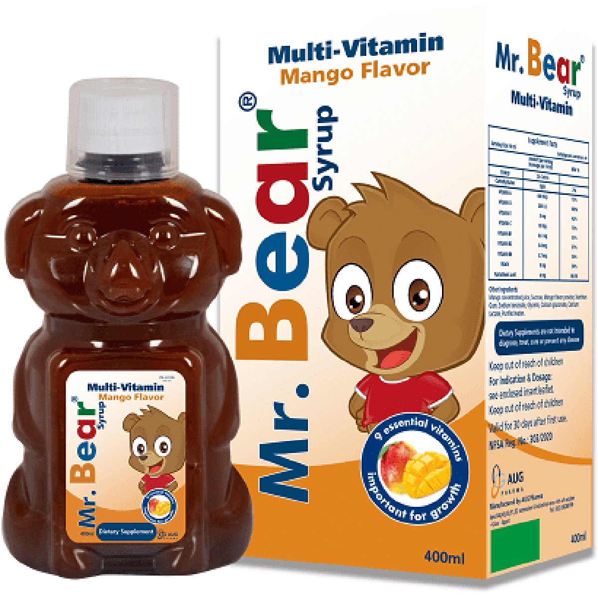 Mr Bear Fruit Juice Concentrated Mango + Multi Vitamins400m Syrup image number 0