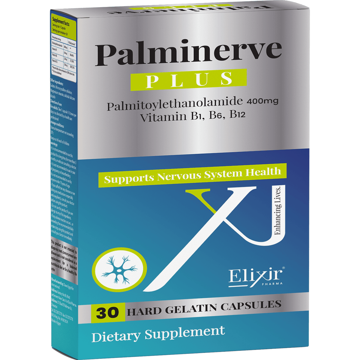 Palminerve Plus 400 mg 30 Hard Gelatin Capsules image number 0