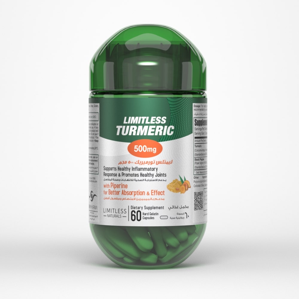 Limitless Turmeric 500mg 60 Hard Gelatin Capsule image number 0