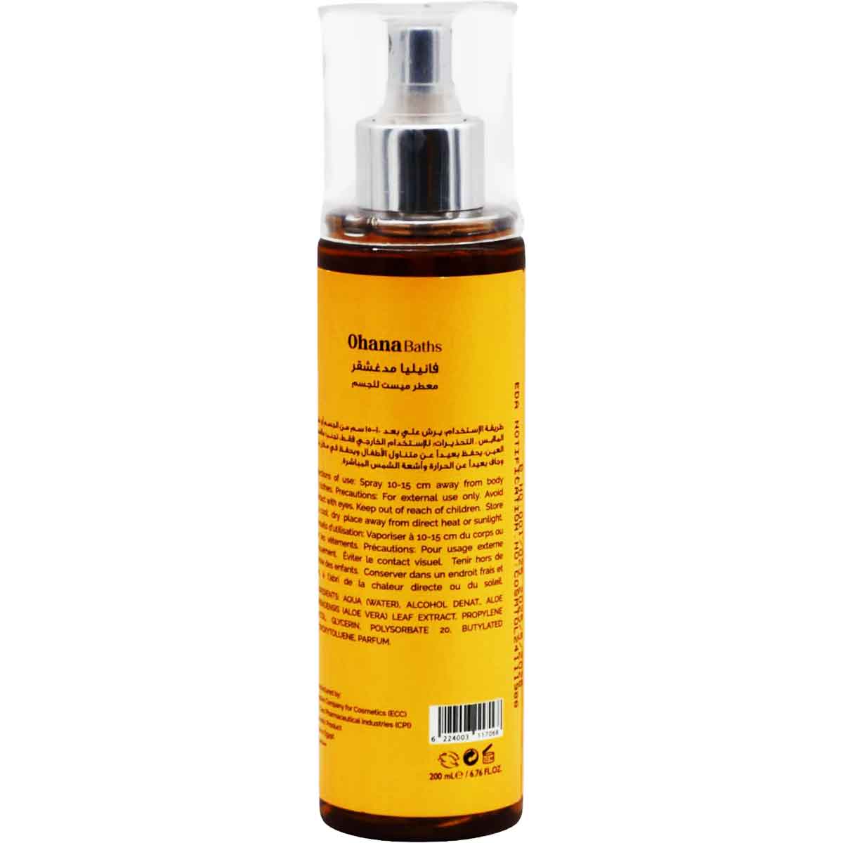 Ohanabaths Madagascar Vanilla Body Splash For Women 200 ml image number 1