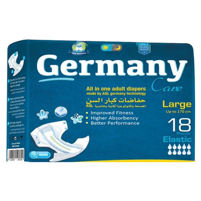 Germany Care Adult Diapers Large 18 pieces +2 Masks (Offer Pack) image number 0