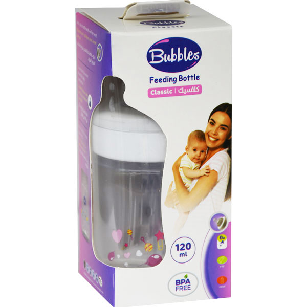 Bubbles Classic Feeding Bottle White (0)Month 120ml image number 0