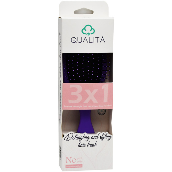 Qualita Detangling and Styling Purple Oval Hair Brush image number 0